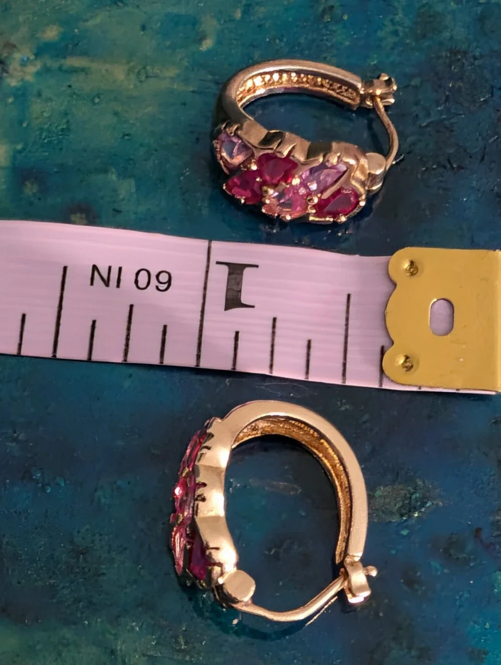 Amazing Rose Gold Plated Genuine Pink Sapphire Sterling Silver Hoop Earrings